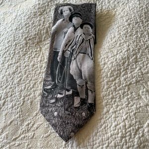 Black and White Three Stooges Golding Necktie by Ralph Marlin